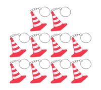 Toyvian 10pcs Miniature Traffic Cone Keychains Lightweight Pvc and Metal Compact Design Unique Construction Party Favour Keyrings for Car Keys and Work Keys
