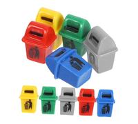 Toyvian 10pcs Miniature Trash Bin for Dollhouse DIY Resin Craft Realistic Recycling Buckets Yellow Red Green Blue Gray Compact Scene Building Accessory for Fairy Garden and Educational