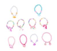 Toyvian 10Pcs Mixed Color Bead String Bracelets for Cartoon Unicorn Rainbow Ice Cream Rose Pendants Non-toxic Wrist Chains for Boys and Party Favors