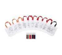 Toyvian 10pcs Non-woven Coloring Bags with Watercolor Pens for Reusable DIY Activity Bags Supporting Hand Coordination and Interactive Creativity for School and Birthday Parties