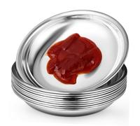 Toyvian 10pcs Oil Dipping Bowls Dip Dish Mustard Plates Cold Cheese Light Serve Round Mini Individual Saucers Bowl Small Steel Side Plates Miniature Party Silver
