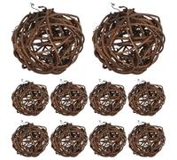 Toyvian 10pcs Orbs Decorative Balls Nursery Floral Ornament Kitty Bar DIY Indoor Kindergarten Bauble Artificial Party Wreath Woven Large Hanging Grapevine Plaid Rustic Macramé Mini Coffee