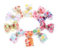 Toyvian 10Pcs Pet Hair Bow with Rubber Band for Dogs and Cats, Double-Layered Fruit Pattern Bowknot Accessories, Suitable for Grooming, Photography, and Festival Use