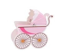 Toyvian 10pcs Pink Stroller Shape Candy Box for Shower Favors, Sturdy Plastic Material, Gift Box for Shower Party Decorations and Sweet Treats