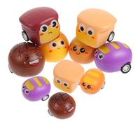 Toyvian 10pcs Pull Back Car Friction Powered Mini Bread Shape Vehicles for Party Favors Smooth Surface Safe Play for Boys