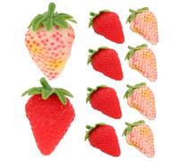 Toyvian 10pcs Realistic Artificial Strawberries Faux Strawberry Photo Props for Food Photography Decorative Fake Fruits with Detailed Craftsmanship for Kitchen Party and Craft Displays