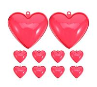 Toyvian 10pcs Red Heart Shaped Plastic Storage Boxes 100x98x56mm - Fillable Valentine Candy Containers with Hanging Feature for Party, Wedding, and Romantic Decoration