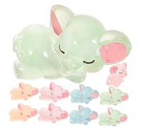 Toyvian 10pcs Resin Mini Animal Figurine Elephant Figurines Cartoon Style Light in The Dark Assorted Color Micro Landscaping Decoration for Garden