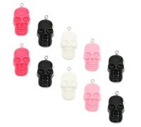 Toyvian 10pcs Resin Skull Charms for Halloween Bracelet and Necklace Making, Not Easy to Deform or Break, for DIY Jewelry Crafts and Halloween Party Accessories Random Color
