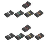 Toyvian 10pcs Rubber Fader Caps for Audio Mixer 25x12x8mm, Sound Board Slider Knob Covers Compatible with Dj Controller and Mixer Console, Black Base with White, Red, Yellow, Orange, Green