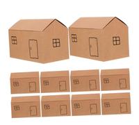 Toyvian 10PCS Small House Shape Kraft Paper Boxes for Candy and Treats Dessert Packaging for Weddings Birthdays Anniversaries Party Favor Bags Natural Color