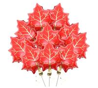 Toyvian 10pcs Thanksgiving Foil Maple Leaf Balloons Fall Balloon Decorations with Rich Red Color Festive Party Favors for Autumn Graduation and Holiday Celebrations