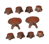 Toyvian 10pcs Vintage Miniature Chair and Table Set Resin Furniture Ornaments for Fairy Gardens Dollhouse Accessories and Micro Landscape Decor Creative Home and Office Display