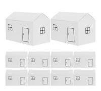 Toyvian 10pcs White Small House Shaped Baking Packaging Boxes 11.4x6.5x6cm Foldable Candy and Cookie Boxes for Party, Wedding, and Festival Treats