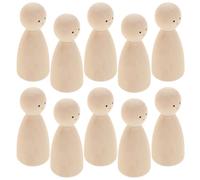 Toyvian 10pcs Wooden Peg Dolls Unfinished Peg People DIY Craft Figures for 80x35mm Natural Wood Color Blank Wooden Dolls for Painting and Creative Play