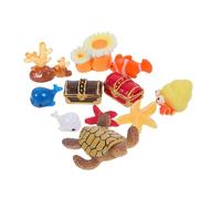 Toyvian 11pcs Miniature Beach Dollhouse Decoration Set Ocean Micro Landscape Ornaments for DIY Fish Tank Cupcake Toppers Resin Accessories for Summer Crafting