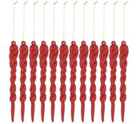 Toyvian 12 Pcs Christmas Red Glitter Hanging Pendants DIY Simulated Ornaments for Xmas Tree Holiday Decorations