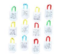 Toyvian 12 Pcs Foldable Nonwoven DIY Colouring Bags Multi Pattern Art Craft Storage Pouch for Reusable Shopping Tote for Home Kindergarten Activities