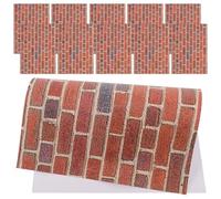 Toyvian 12 Pcs Miniature Dollhouse Wallpaper And Flooring Peel And Stick 1:12 Scale Miniature Wall Paper Red Brick Removable Wall Covering for Diy Self Adhesive Dollhouse Accessories11. 40x8. 25x0.