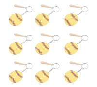 Toyvian 12 Sets DIY Acrylic Baseball Keychains with Mini Wooden Bat, Versatile Use and Self-assembly, Stylish Party Favors for Sports Theme Events