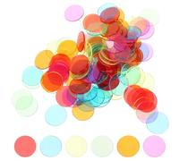 Toyvian 120Pcs Plastic Counters,19mm Transparent Bingo Chips - coloured Counters for Bingo Game Cards, Math Learning, Sorting, Patterning, and Kids Counting Games