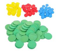 Toyvian 128pcs Colorful Wooden Round Chips Math Teaching Aid for Educational Counting Game Tokens DIY Craft Material Red Yellow Blue Green Each
