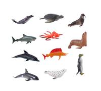Toyvian 12PCS Animal Figurine Set Educational Sea Animal Models for Learning Assorted Color Plastic Wildlife for Desktop Decoration and Role Playing