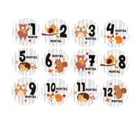 Toyvian 12pcs Animal Pattern Monthly Stickers Creative Round Shape Self-Adhesive Boy Girl Stickers for Newborn Photography for Growth Tracking