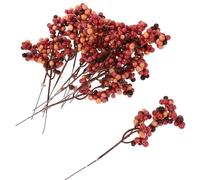 Toyvian 12pcs Artificial Berry Stems Christmas Decorations Orange Red Berry Branches Xmas Wreath Picks for Holiday Flower Arrangement and Home Festive Decor