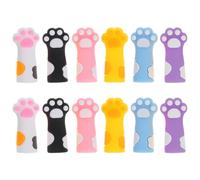 Toyvian 12pcs Cartoon Cat Paw Pencil Caps Silicone Covers | Multi Colour Set, Fits Hexagonal or Graphite Barrels, Tidy Desks, Art Class Use