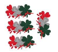 Toyvian 12pcs Christmas Four-Leaf Clover Felt Money Holders Reusable Small Cash Wallets in Red Green Gray Festive Card Holder Clips for Holiday Giving and Party Decorations