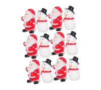 Toyvian 12pcs Christmas Miniature Resin Figurines Cute Santa Snowman Ornaments Holiday Decorations for Party Favors Sturdy Handcrafted Xmas Micro Landscape Supplies
