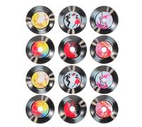Toyvian 12pcs Cute Vinyl Record Fridge Magnets in Assorted Colour, Synthetic Resin Material, Multifunctional Use Holds Notes, for Party Decorations and Office Magnetic Stickers