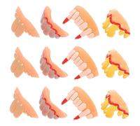 Toyvian 12pcs Decorative Fake Teeth for Halloween Cosplay Including Vampire Fangs and Zombie Dentures Safe Material for Spooky Costume Parties and Props