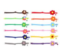 Toyvian 12pcs Dog Flower Collars: Adjustable Breakaway Puppy Kitten Collars With Bells & Quick Release Buckle - For Photoshoots & Outdoor Activities