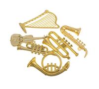 Toyvian 12Pcs Gold Miniature Musical Instrument Ornaments Mini Cello and Saxophone DIY Decorations for Dollhouse Holiday Tabletop and Christmas Tree Accessories Artistic Props for Home and