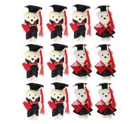 Toyvian 12pcs Graduation Season Mini Plush Bears DIY Flower Bouquet Materials Cute Small Stuffed Animal Bear Dolls for Creative Doctoral Theme Decorations Graduation