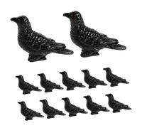 Toyvian 12pcs Halloween Microscape Miniature Crow Figurine Tabletop Ornament Mini Bird Figurines Halloween Mini Crow Bird Adornment Miniature Bird Ornament Desktop Ornament Resin Black