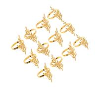 Toyvian 12pcs Metal Leaves Napkin Rings Dual-use Scarf Buckles for Autumn Harvest Table Decor Wedding Thanksgiving Party Elegant Golden Napkin Holders