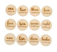 Toyvian 12Pcs Milestone Cards Wooden Monthly Growth Recording Props Newborn Photography Keepsake Set Shower for Capturing Precious Moments