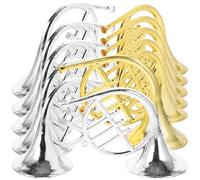 Toyvian 12pcs Mini French Horn Hanging Ornaments for Decorating Christmas Tree, Lightweight Plastic Miniature Musical Instrument Charms with Smooth Surface for Party and Holiday Décor
