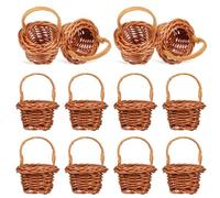 Toyvian 12pcs Mini Picnic Basket Rustic Woven Flower Baskets for Home Decor Doll House Accessories and Party Decorations for Candy and