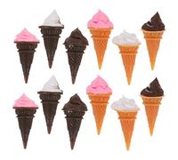 Toyvian 12pcs Mini Resin Ice Cream Cones for Dollhouse Compact Tiny Artificial Dessert Ornaments Low-maintenance Miniature Kitchen Accessories for Micro Landscape Design