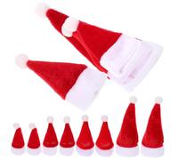 Toyvian 12Pcs Mini Xmas Bottle Hat Set Festive Tableware Decor for Christmas Adornments for Wine Bottles DIY Ornaments Fun Holiday Decorations Red
