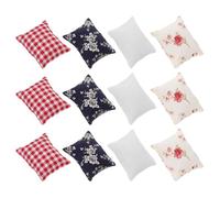 Toyvian 12pcs Miniature Dollhouse Things: Tiny Cushions Decorative Models - Simulated Mini Pillows Accessories - Mini Furniture And Accessories For Dollhouse