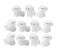 Toyvian 12pcs Miniature Puppy Resin Dog Figurines White Glow in Dark