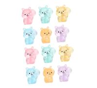 Toyvian 12PCS Miniature Resin Squirrel Figurines Dark Soft Night Light Tiny Animal Ornaments for Fairy Garden Dollhouse Micro Landscape DIY Crafts