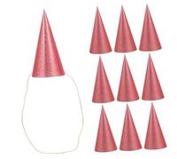 Toyvian 12pcs Pink Glitter Triangle Birthday Cone Hats for Shower Party Supplies Classroom Decorations Sparkling Party Headwear for Boys Celebration Random Color
