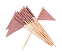 Toyvian 12pcs Rose Gold Glitter Triangle Cake Decoration Flags Stable Toothpick Picks for Birthday Wedding Party Desserts Multi-use Food Toppers for Fruits Appetizers and Sandwiches