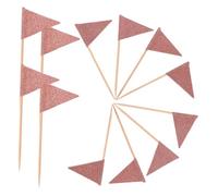 Toyvian 12pcs Rose Gold Triangle Toothpick Flags for Cake Cupcake Fruit Appetizer Decoration Food Picks for Birthday Wedding Party Portable and Stable Party Toppers